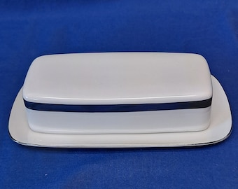 Vintage MIKASA Accent Fine China STERLING Butter Dish 5594 Plate 1