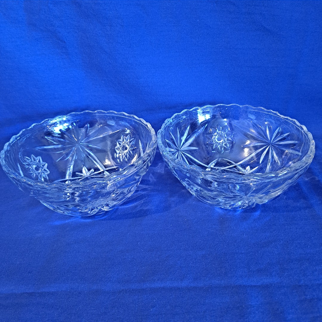 Lo 2 Anchor Hocking PRESCUT CLEAR Glass BOWL 5 1/4 Etsy