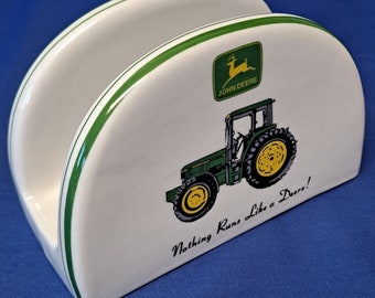 Gibson JOHN DEERE NAPKIN Holder Stand Tractor Display Tabletop Farm House Counter