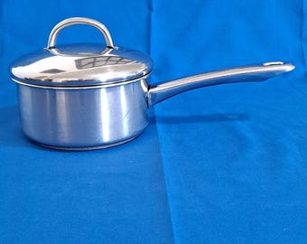 ビンテージ The COOKS BAZAAR 1クォート ソースパン 蓋付き ストックポット アルミ製 ステンレススチール