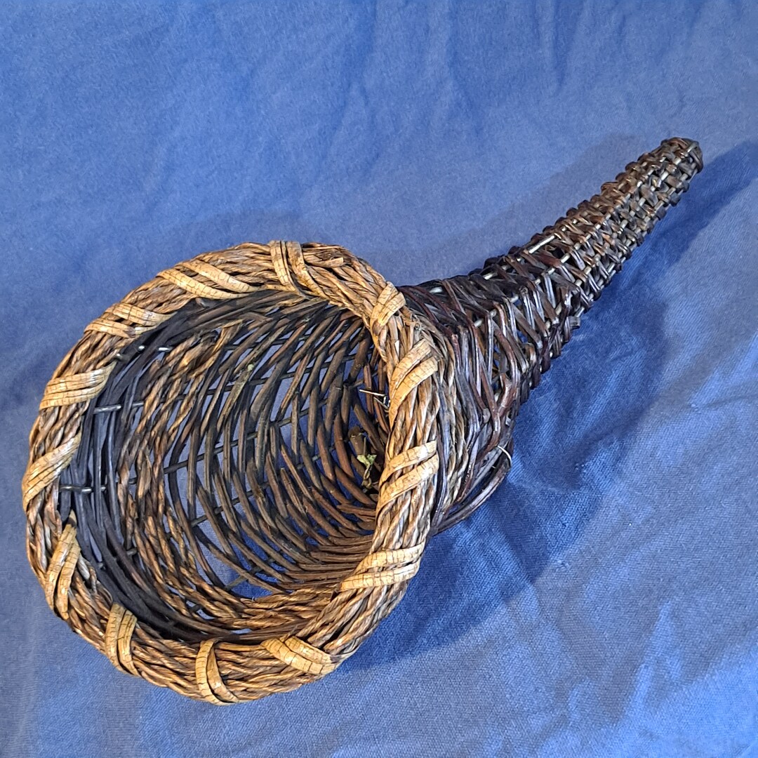 Vintage WICKER CORNUCOPIA BASKET Horn of Plenty Decoration Etsy