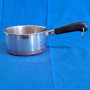 Vintage REVERE WARE 1 Quart Qt Copper Bottom Sauce Pan Stock Pot 1801 5 1/2" Stainless Steel