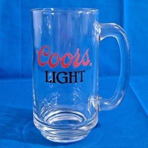 Vintage COORS LIGHT Handled Beer Mug Glass Pilsner Drink Tumbler