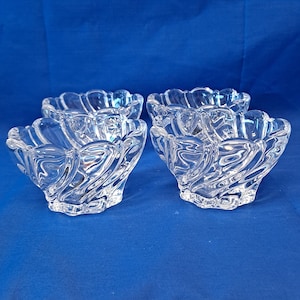 Lot 4 Mikasa PEPPERMINT Clear Glass Votive CANDLE HOLDERS Bowls Swirl Germany 2 1/2&quot;