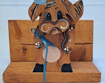 Holz KUH Serviettenhalter Ständer Tischplatte Theke Display Pappteller Bauernhof Tier Holz