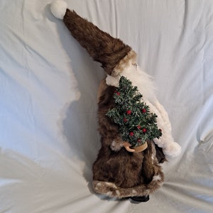 Faux Fur Coat Old World SANTA CLAUS 21 TALL Christmas Standing Burlap Sack Tree Figurine image 8