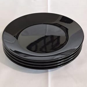 Lot 4 Royal Norfolk SOLID BLACK 7 5/8&quot; Salad PLATES Dessert Bread Butter