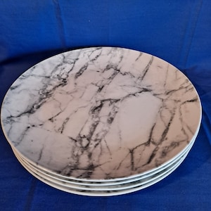 Lot 4 Royal Norfolk 10 1/2&quot; DINNER PLATES MARBLE Design Gray White Set Serving