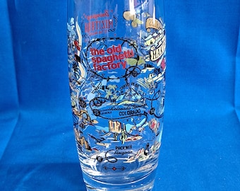 The OLD Spaghetti Factory 6 3/8" MAKING MEMORIES Glass Mizithra Landmarks Map Tumbler