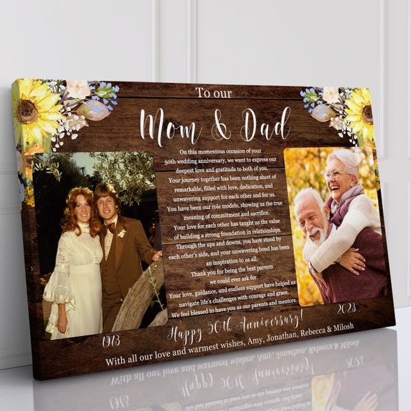 50th wedding anniversary gift for parents grandparents personalized wedding anniversary Golden Anniversary, 40th Wedding anniversary frame