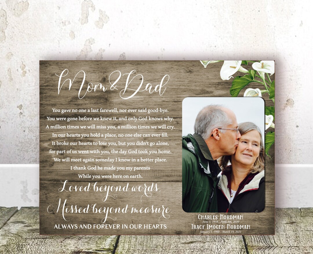 Loss of Parents Gift Memorial Frame Sympathy Gift Parents Remembrance
