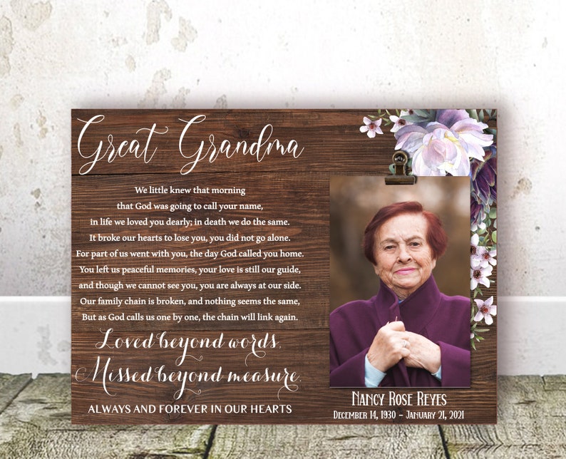 Great Grandma loss Memorial Frame Sympathy Gift Great Grandma Etsy