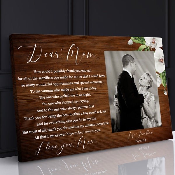Wedding Gift for Mom from Son Mother of the Groom Gift from Son Picture Frame Personalized Wedding gift for Mom from groom wedding photo