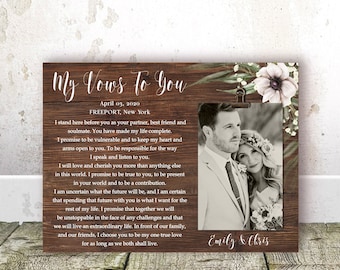 Wedding Vows Marriage Vow Wedding Gift for Husband 1st Anniversary Gift Wedding Gift for Wife 2nd Anniversary Gift for Husband My vows to