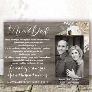 Personalized Memorial Photo Frame - Loss of Parents Remembrance Gift
