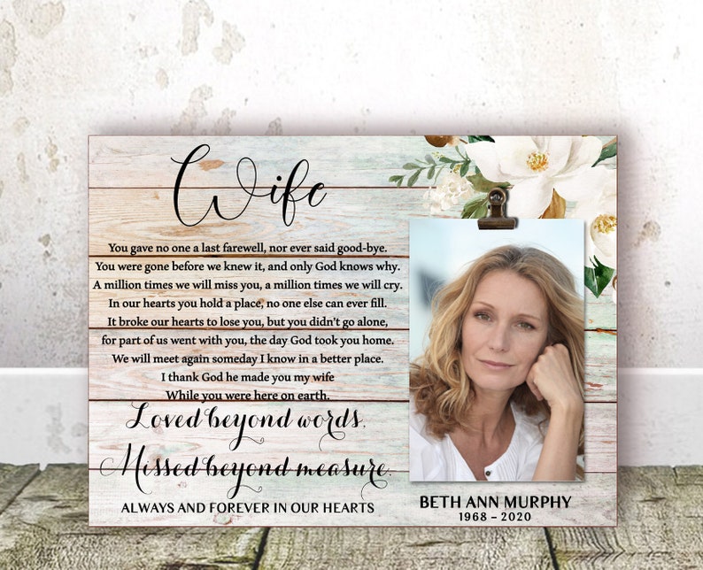 Loss of Wife Gift Memorial Frame Sympathy Gift Wife Etsy