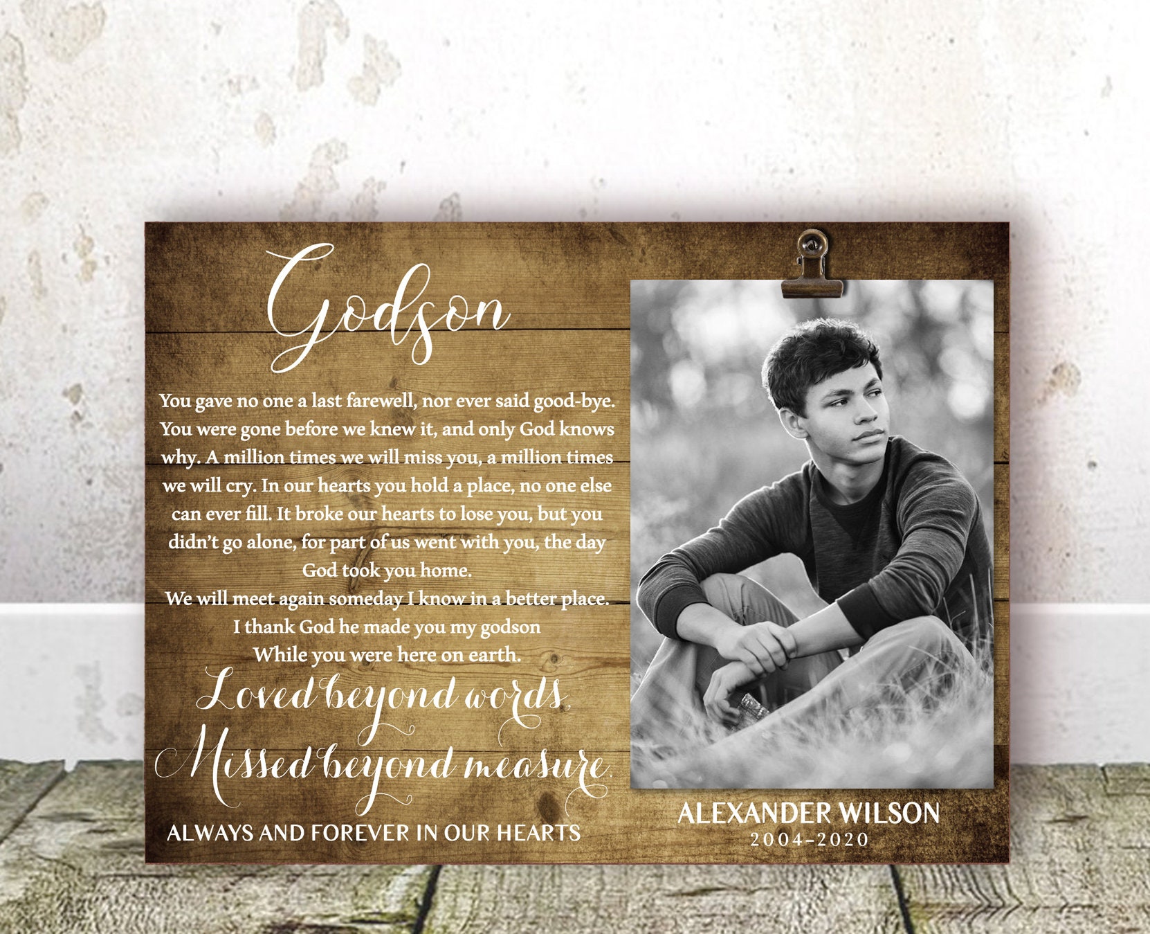 Loss of Godson Gift Memorial Frame Sympathy Gift Godson Etsy