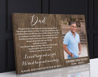 In Loving Memory Dad Canvas Print, Memorial Gift for Loss of Father, Sympathy Wall Art, Dad Remembrance Quote, Forever in My Heart Gift