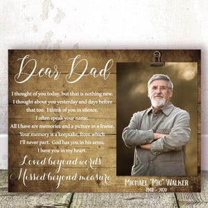 Personalized Memorial Photo Clip Frame - Loss of Father Remembrance Gift