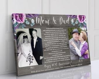 60th wedding anniversary gift for parents grandparents personalized wedding anniversary Golden Anniversary, 50th Wedding anniversary frame