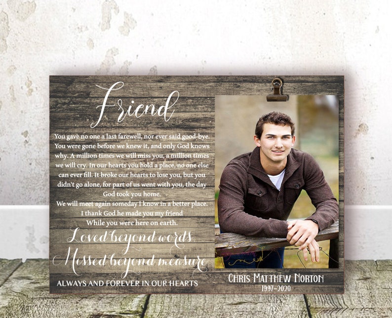 Loss of Friend Gift Memorial Frame Sympathy Friend Remembrance Etsy