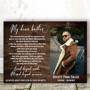 Personalized Memorial Photo Frame - Loss of Brother Remembrance Gift