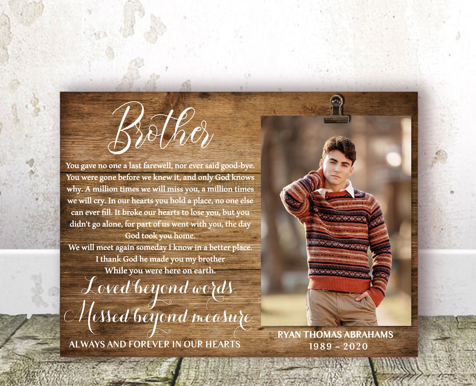 Loss of Brother Gift Memorial Frame Sympathy Gift Brother Etsy