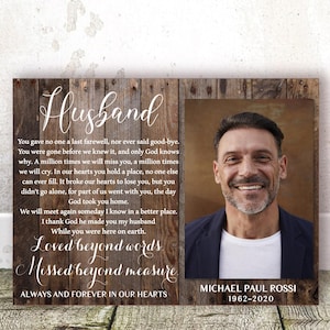 Husband Remembrance Gift, Personalized Memorial Photo Canvas