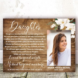 Loss of Daughter Gift Memorial Frame Sympathy Daughter Remembrance Frame Daughter Memorial Gift Bereavement Condolence Keepsake Grieving