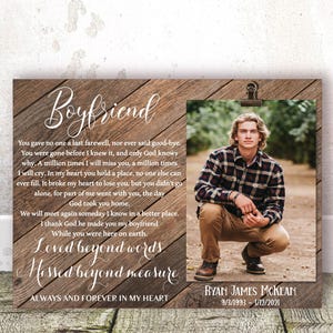 Loss of Boyfriend Gift Memorial Frame Sympathy Boyfriend Remembrance Frame Boyfriend Memorial Gift Bereavement Condolence Keepsake Grieving
