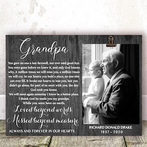Grandpa Loss Gift Remembrance Frame Grandfather Memorial Gift Personalized Loss Personalized Grandpa Frame Grievance Gift Grandparent Loss