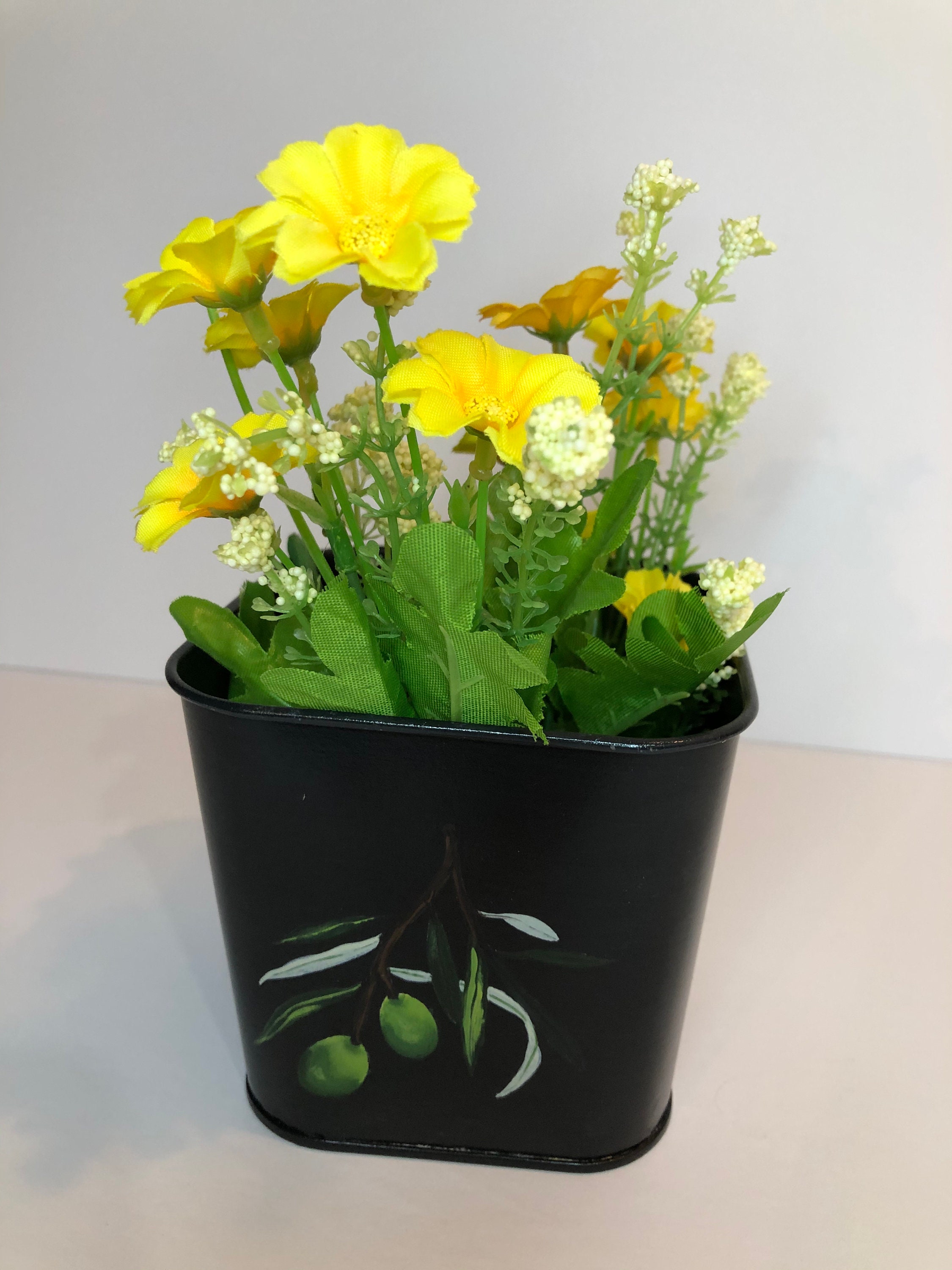 Olive Branch Vase Hand Painted Garden Etsy