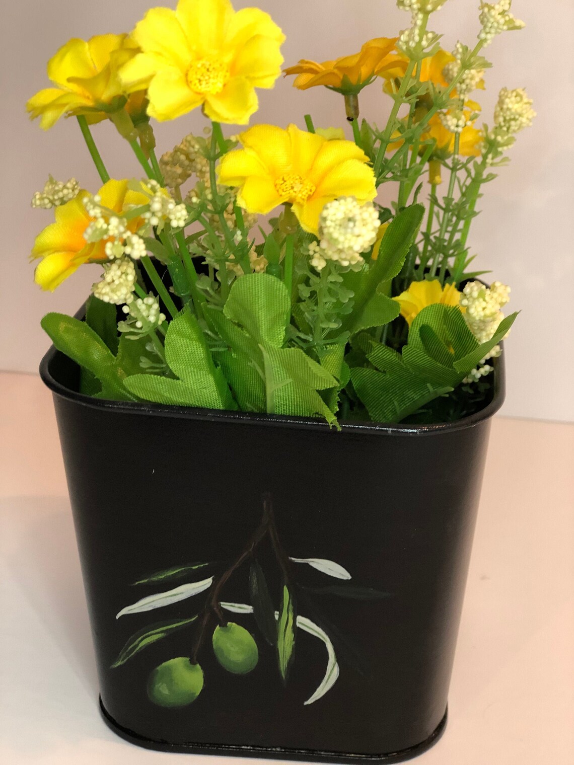 Olive Branch Vase Hand Painted Garden Etsy