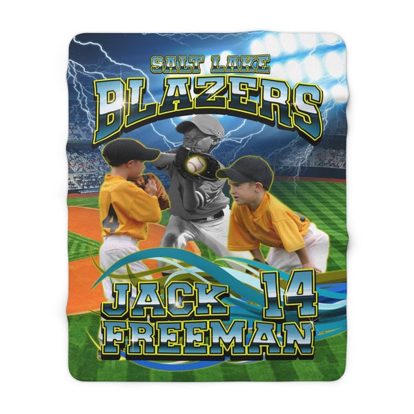 Personalized Baseball Sherpa Fleece Custom Blanket Great for Game, Day Senior Night Gift - Sports Mom Dad High School or College