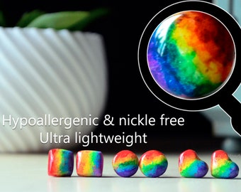 Original design - hypoallergenic abstract PRIDE rainbow stud earring set or individual pairs! Handmade and individually painted with PRIDE!