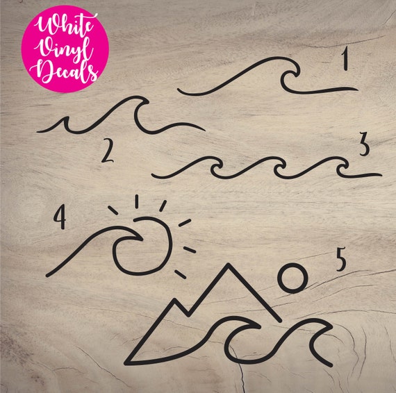 Wave Mountain Simple Outline Tattoo Decal Sticker Etsy