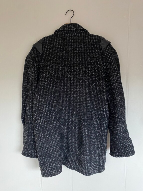 Vintage 1980's Grey Tweed Jacket with Leather Sho… - image 10