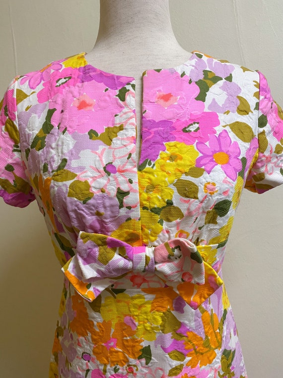 Vintage 1960's Bright Floral Short Sleeve Maxi Dr… - image 6