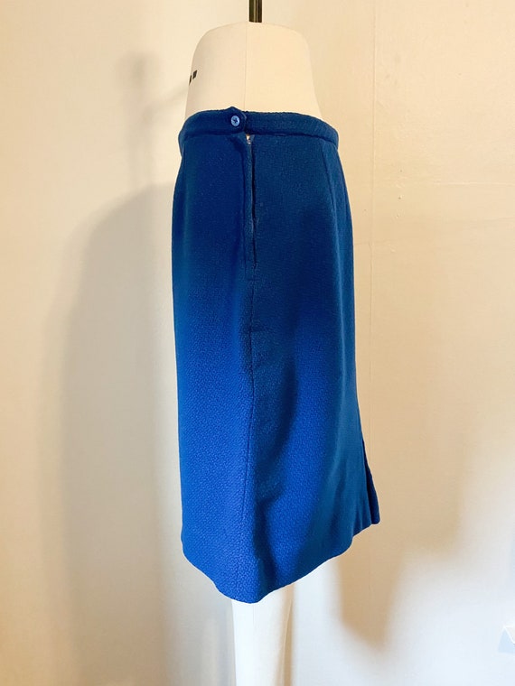 Vintage 1970's Blue Textured Wool Skirt | Medium - image 3