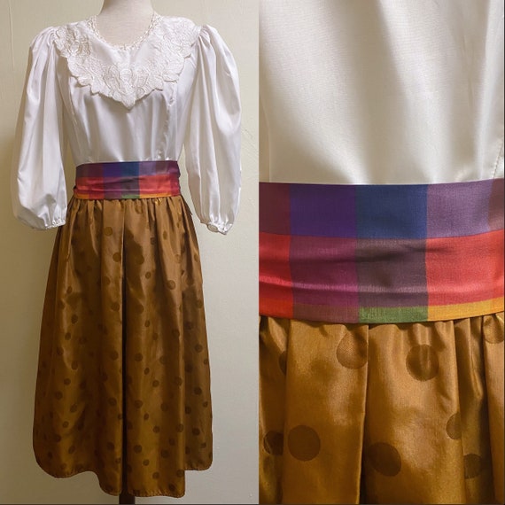 Vintage 1970's Balloon Sleeve Belted Dress with Ra