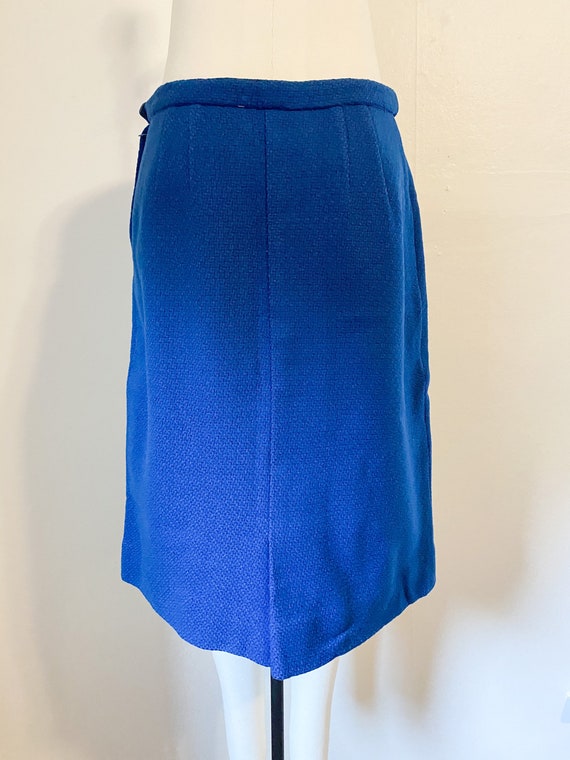 Vintage 1970's Blue Textured Wool Skirt | Medium - image 5