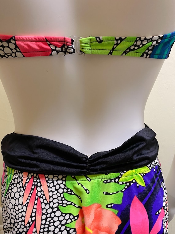 Vintage 1990's Neon Floral High Rise Bikini | Lar… - image 5