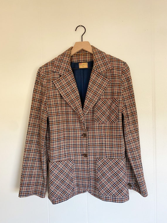 Vintage 1970's Handmade Plaid Wool Blazer | Medium - image 7