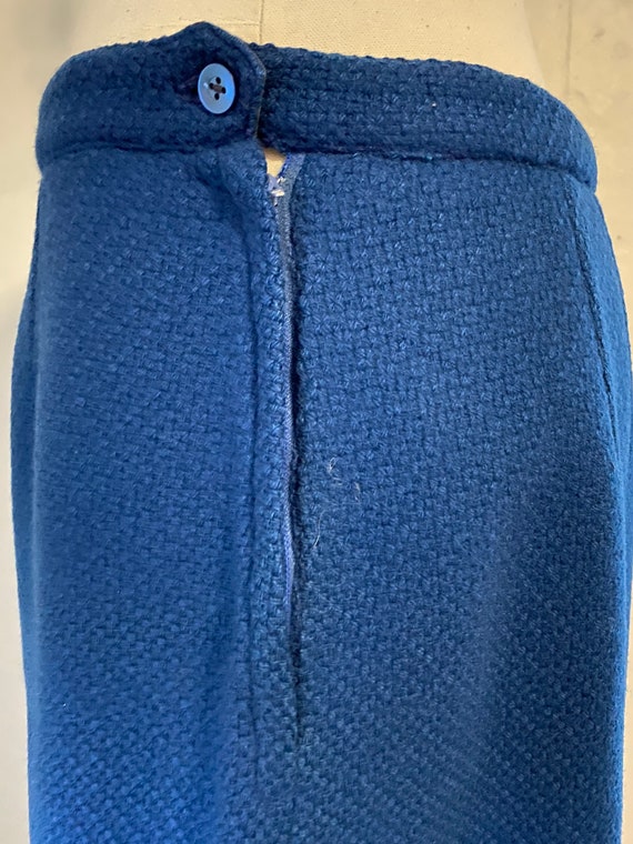 Vintage 1970's Blue Textured Wool Skirt | Medium - image 7