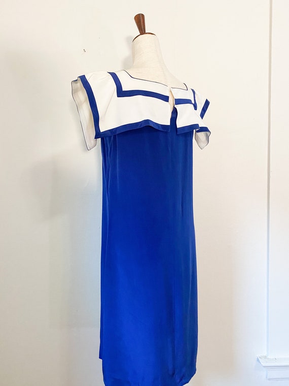 Vintage 1980's Nautical Inspired Silk Dress | Med… - image 4