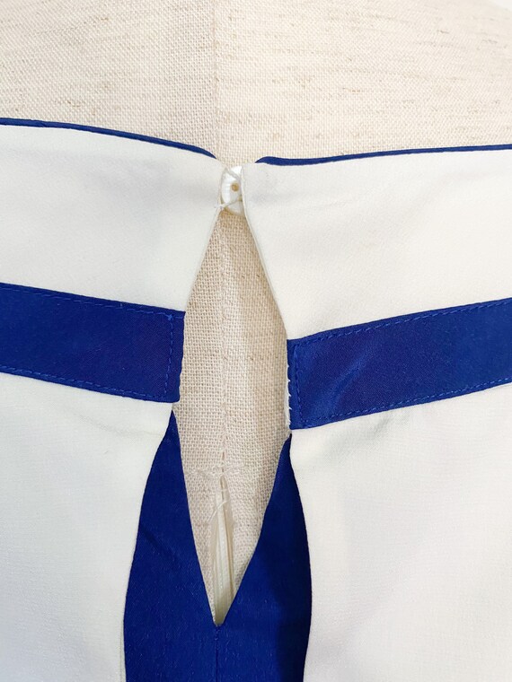 Vintage 1980's Nautical Inspired Silk Dress | Med… - image 7