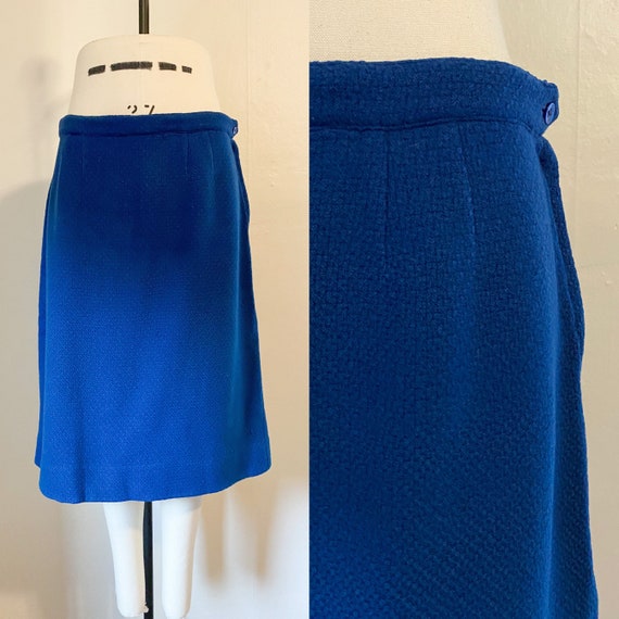 Vintage 1970's Blue Textured Wool Skirt | Medium - image 1