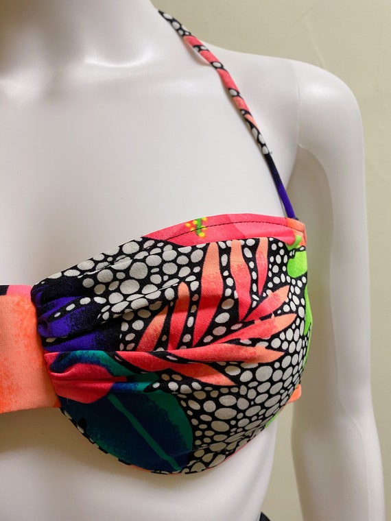 Vintage 1990's Neon Floral High Rise Bikini | Lar… - image 6