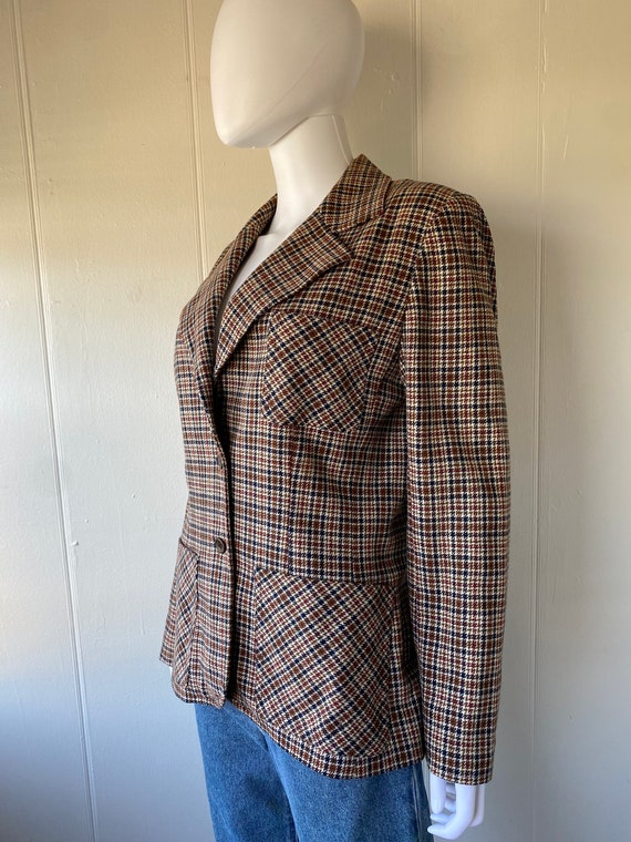 Vintage 1970's Handmade Plaid Wool Blazer | Medium - image 3