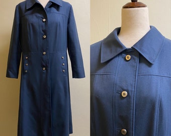 Vintage 1960's Blue Double Breasted Trenchcoat | Made in Sweden | Large